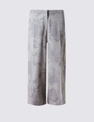 Floral Wide Leg Cropped Trousers